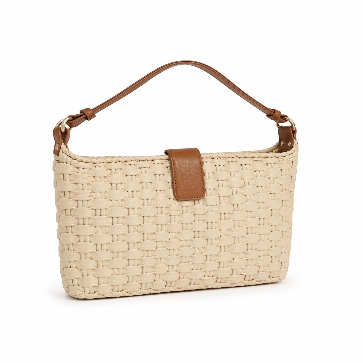 Mougins - Straw Clutch, three-quarter back view