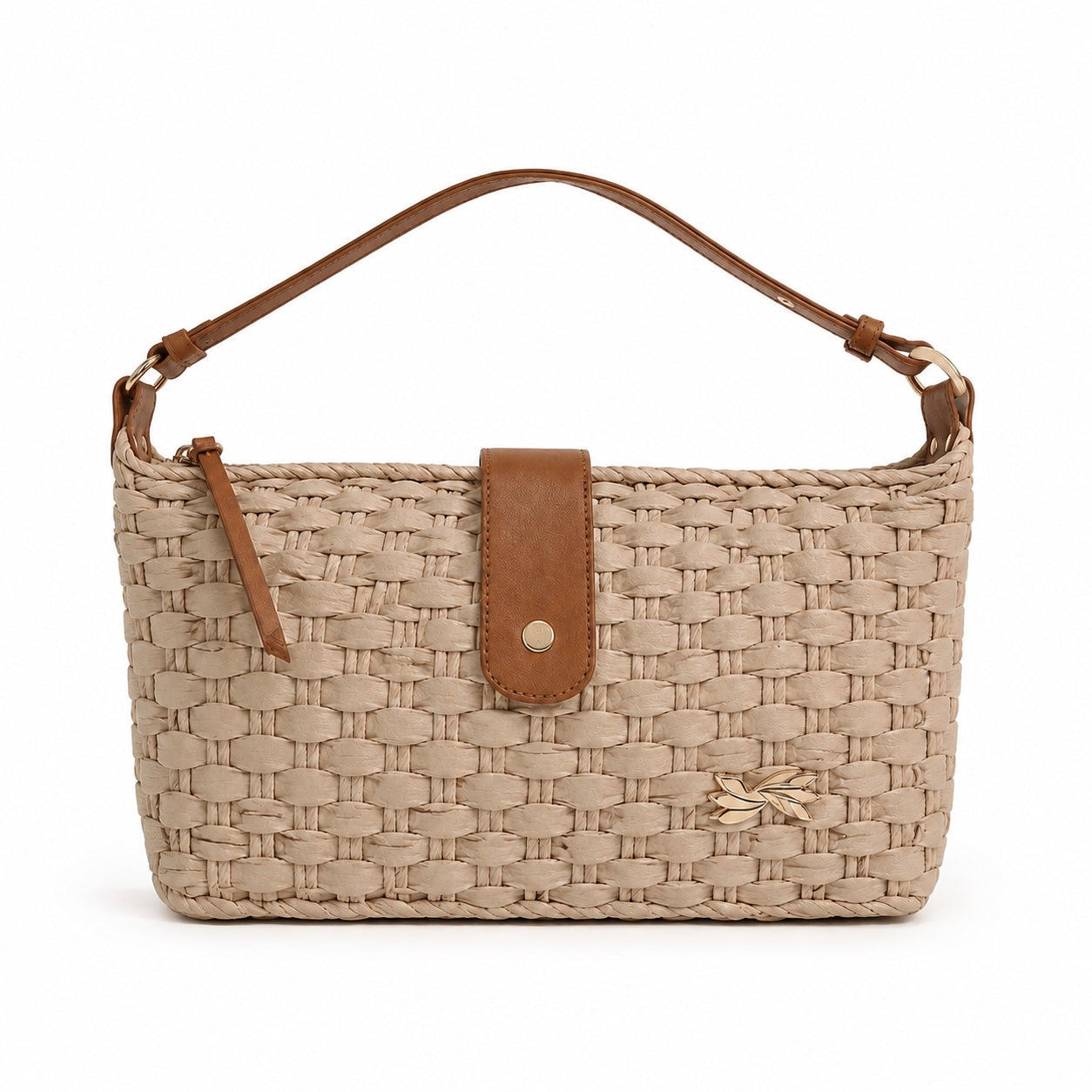 Mougins - Straw Clutch in Style 2 Beige, front view