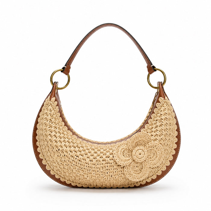 Mykonos - Rattan Clutch, front view on white background