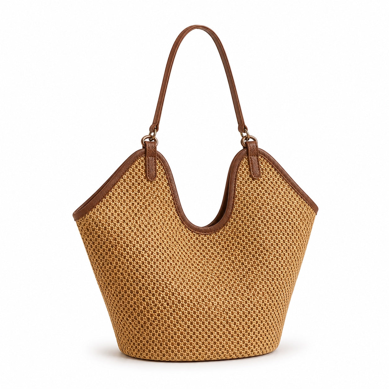 Nafplio - Straw Bucket Bag, three-quarter back view