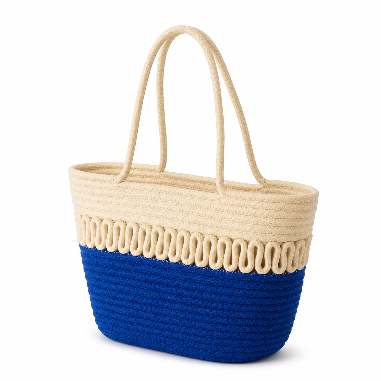 Nardo - Woven Beach Tote, three-quarter front view