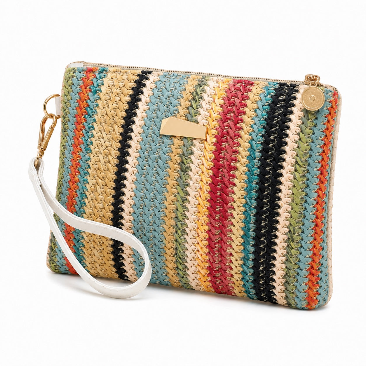 Naxos - Straw Clutch, three-quarter front view