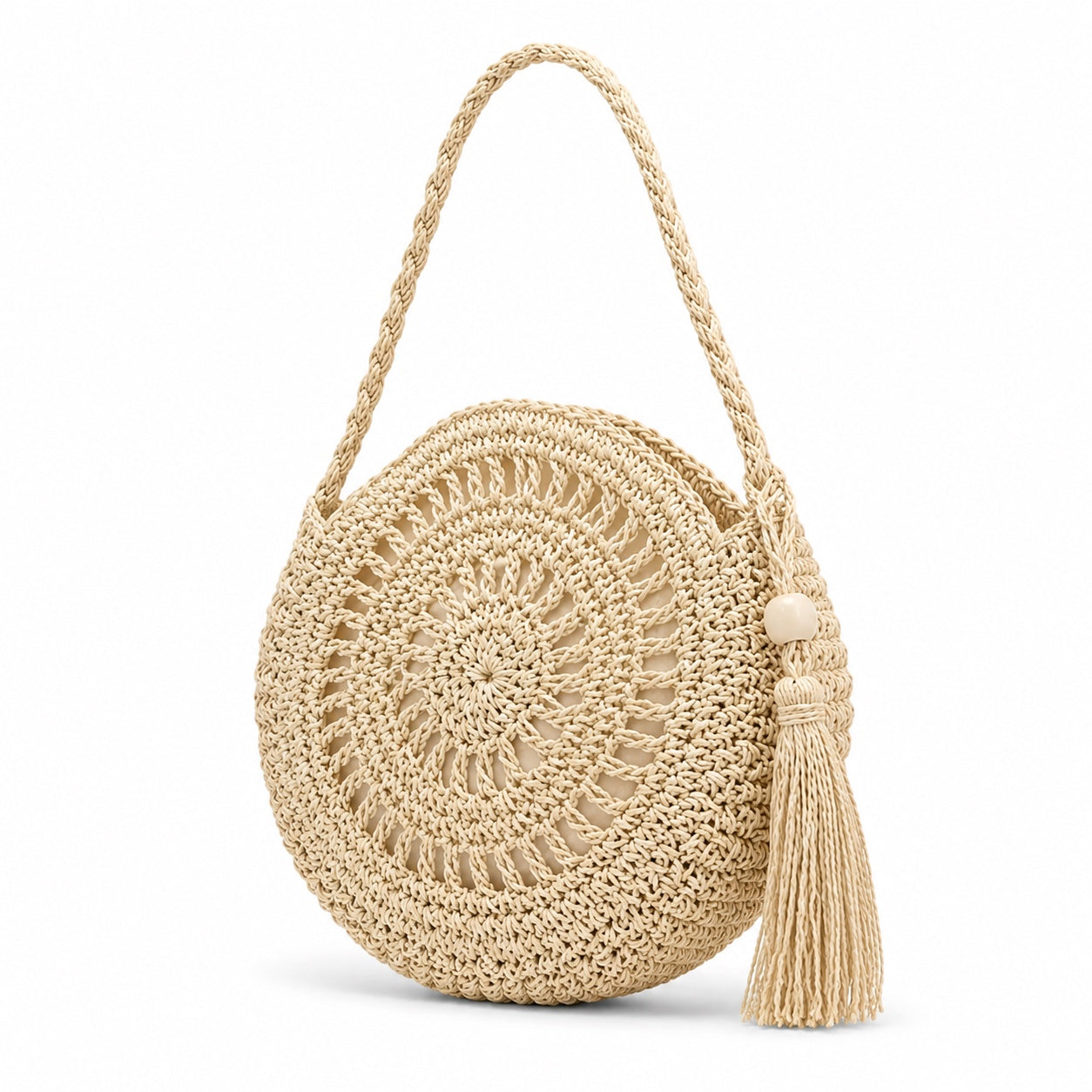 Nazare - Straw Crossbody Bag, three-quarter front view