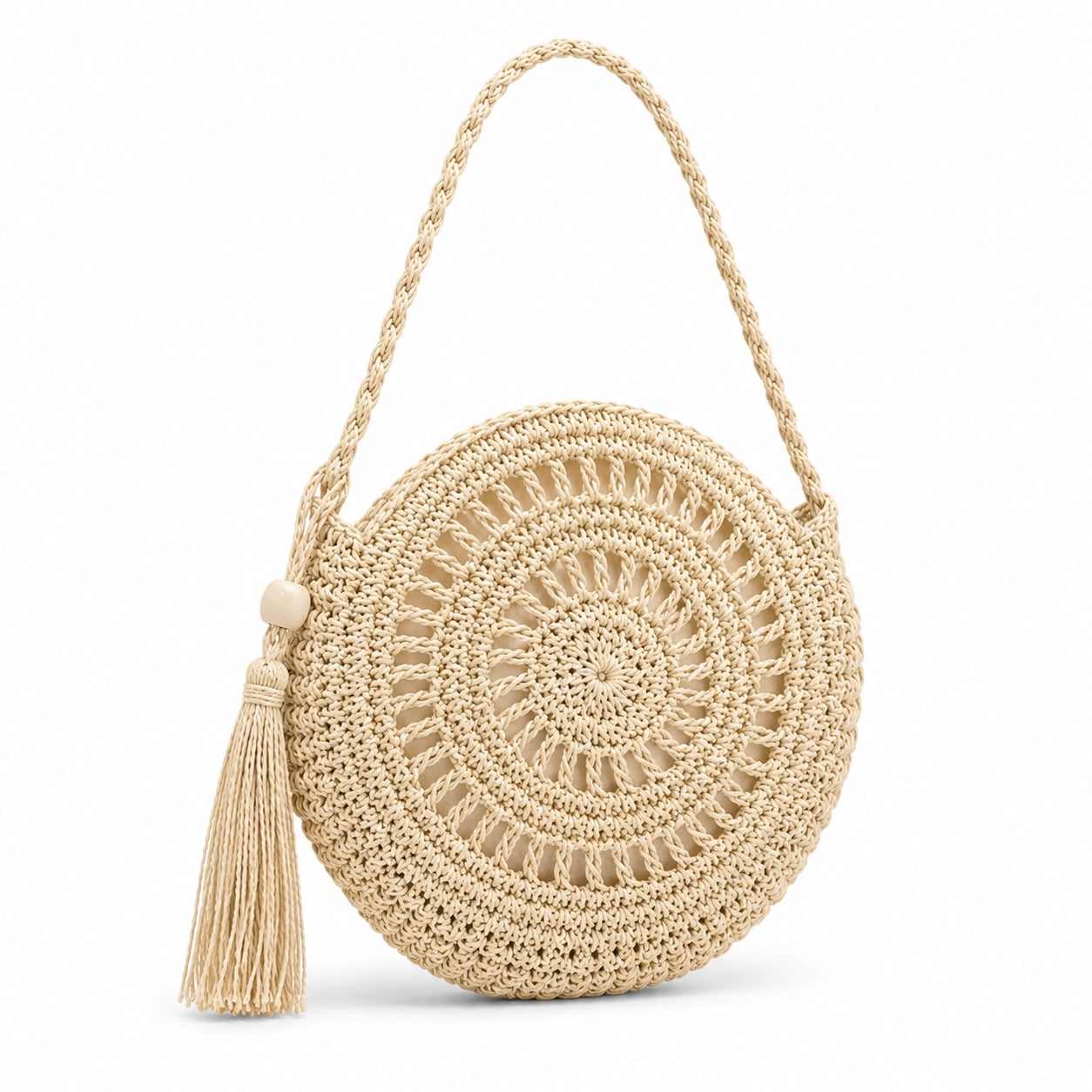 Nazare - Straw Crossbody Bag, three-quarter back view