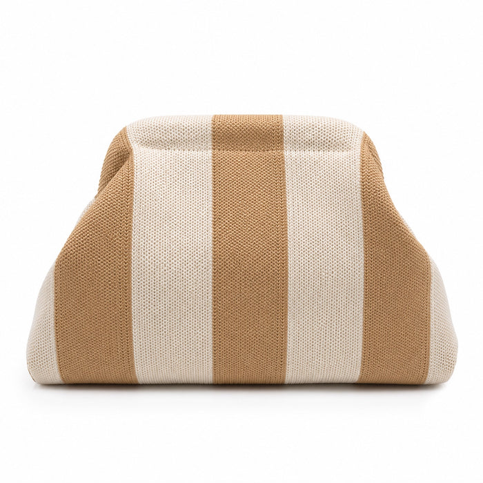 Nerja - Straw Clutch, front view on white background