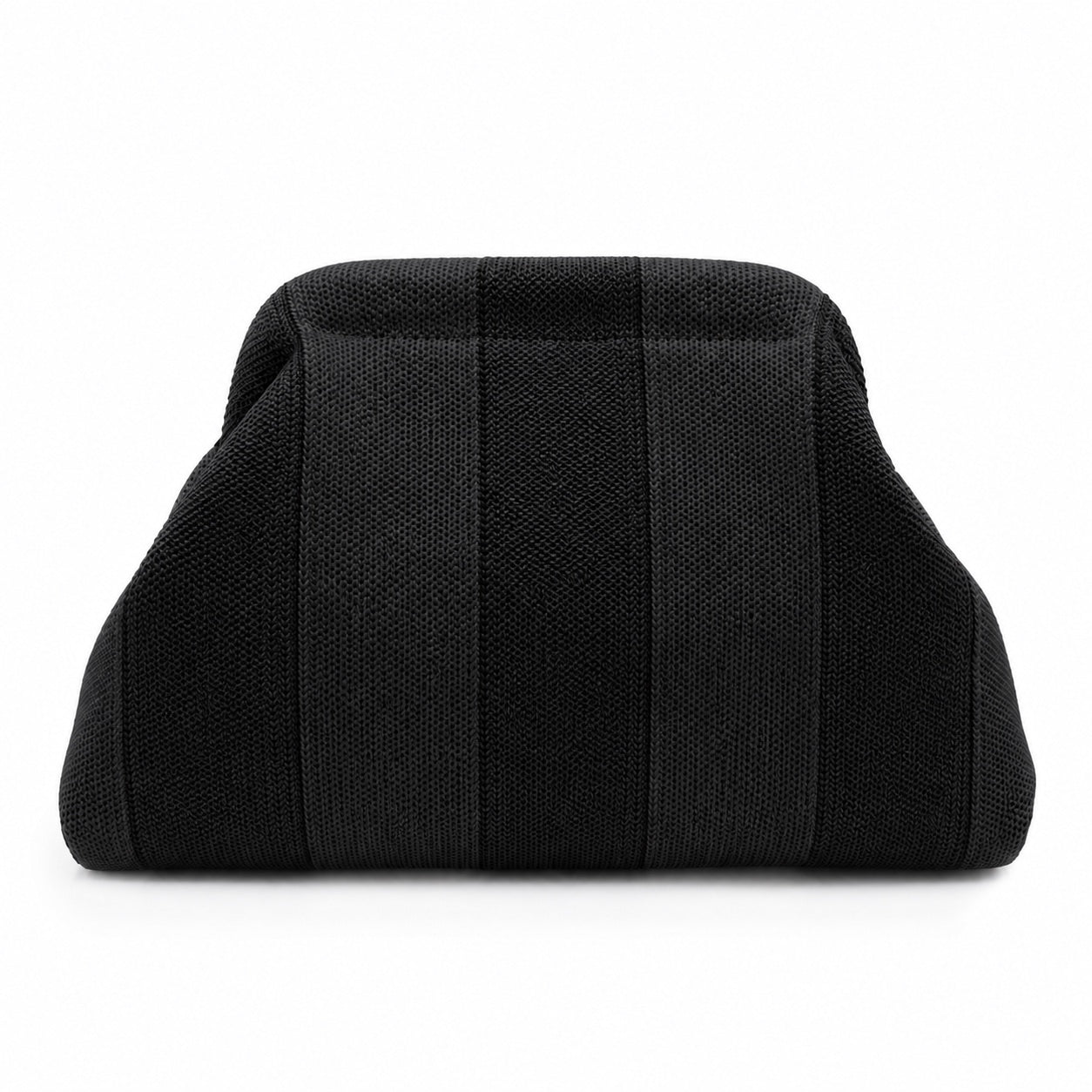 Nerja - Straw Clutch in Bold Stripes Black And White-30X22X9cm, front view