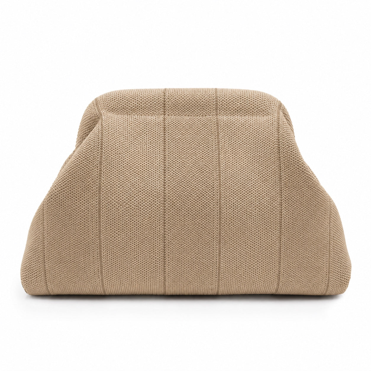 Nerja - Straw Clutch in Bold Stripes Light Khaki Beige-30X22X9cm, front view