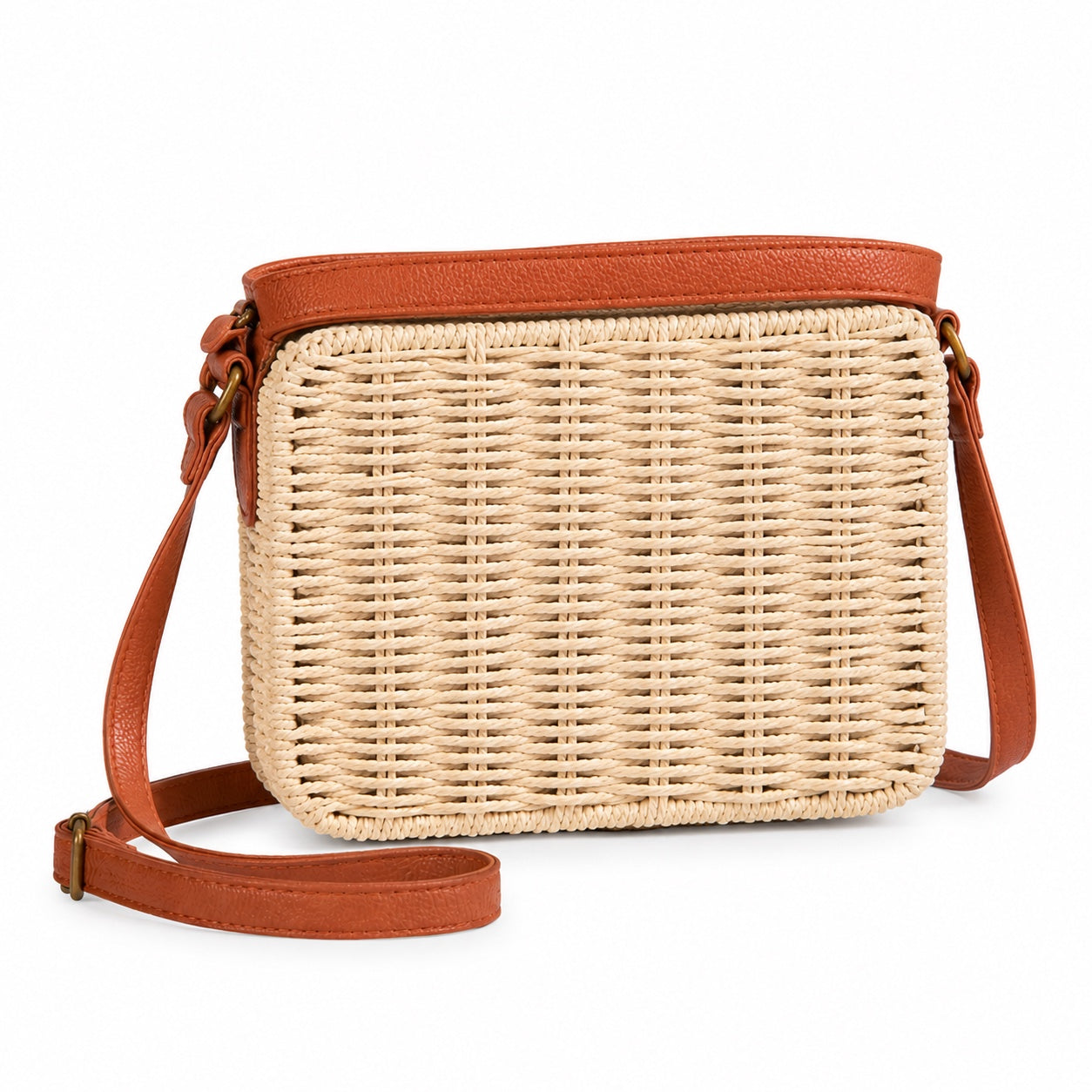 Noli - Rattan Crossbody Bag, three-quarter back view