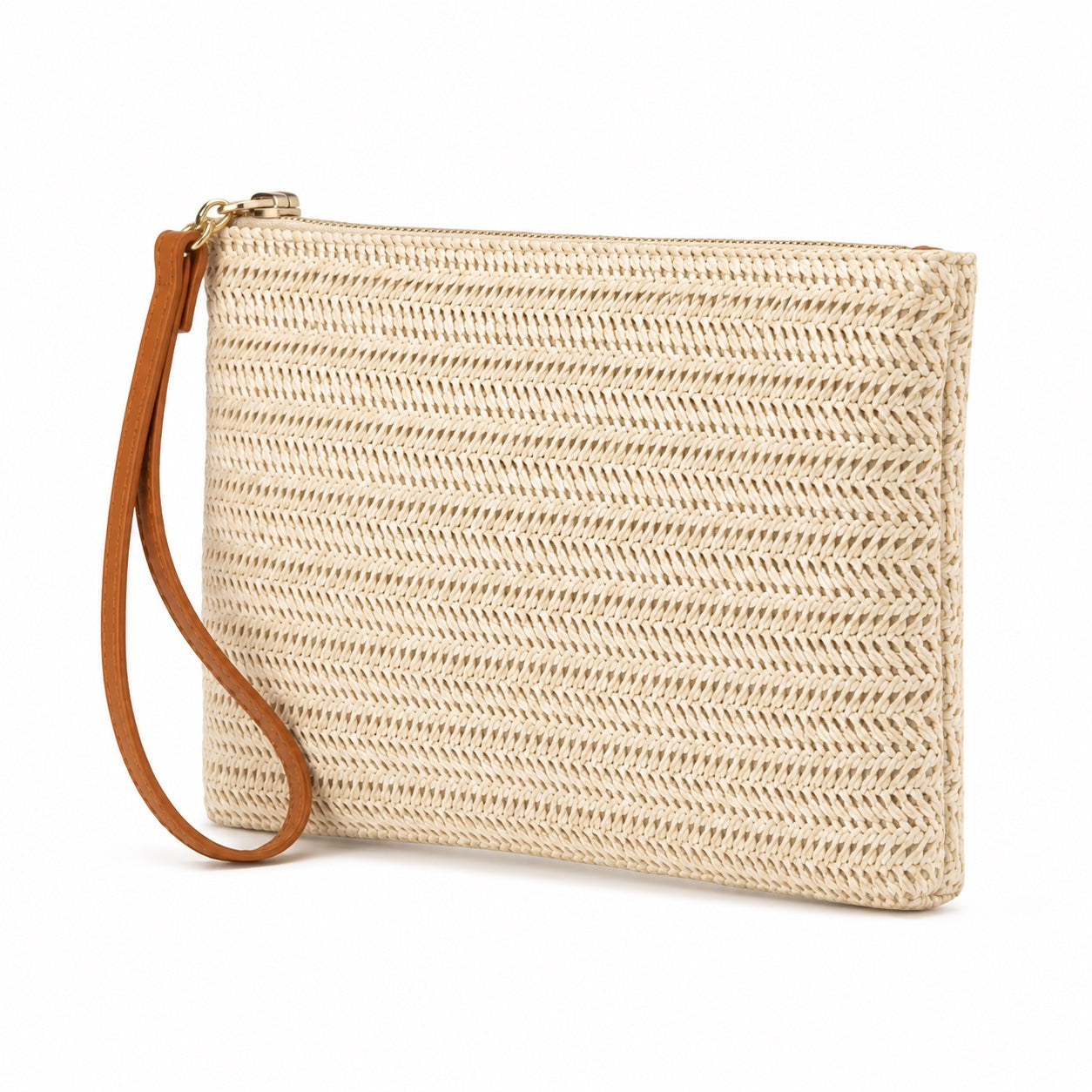 Noto - Straw Clutch, three-quarter front view