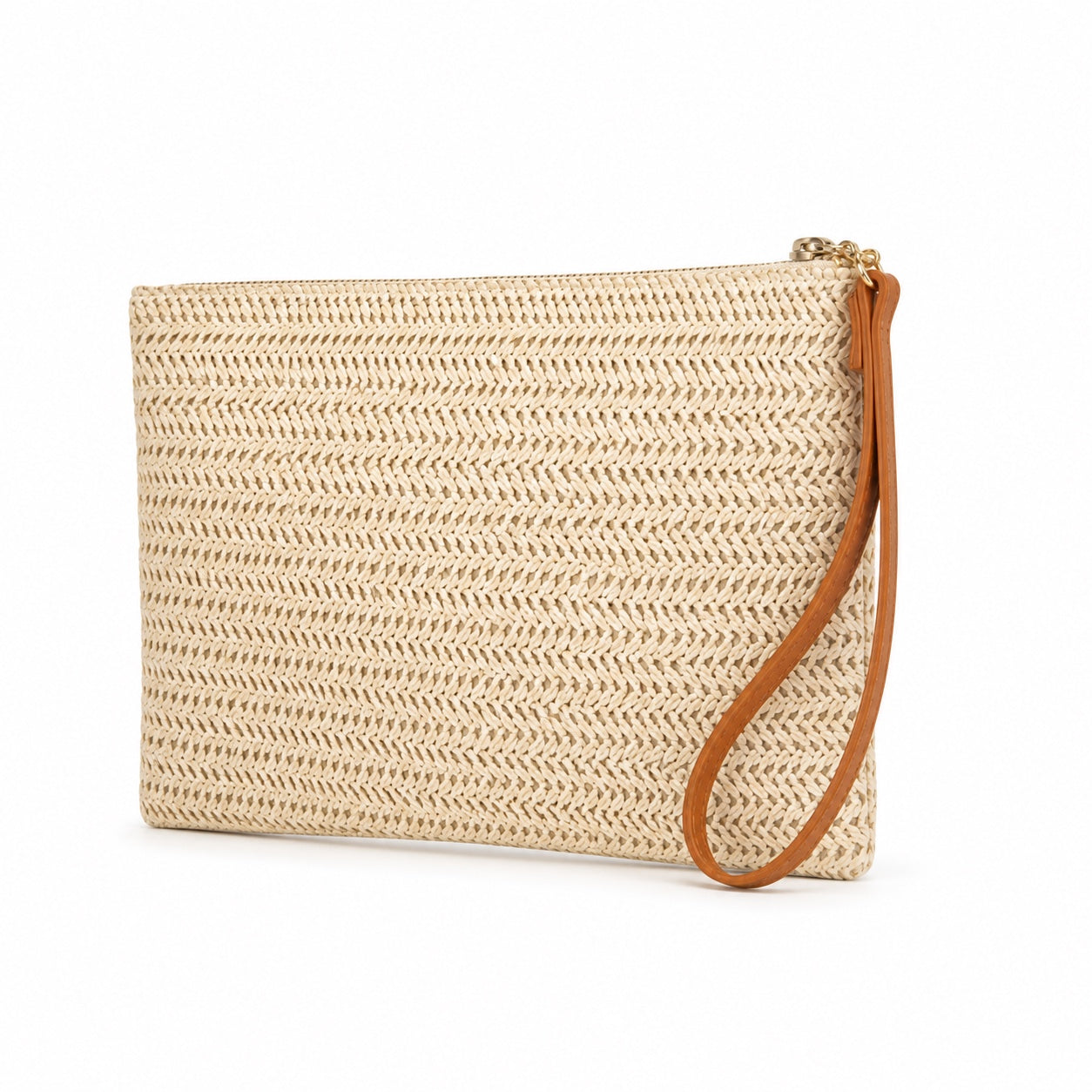 Noto - Straw Clutch, three-quarter back view