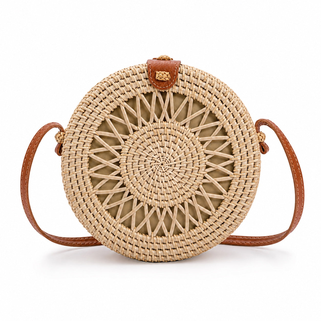 Obidos - Rattan Shoulder Bag in Style 8, front view