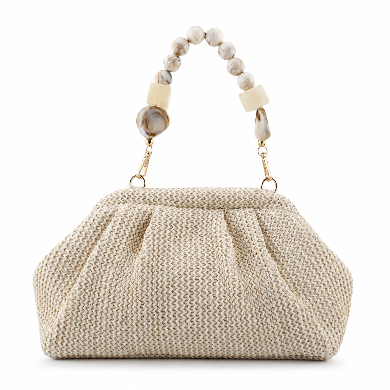 Olbia - Straw Clutch, front view on white background