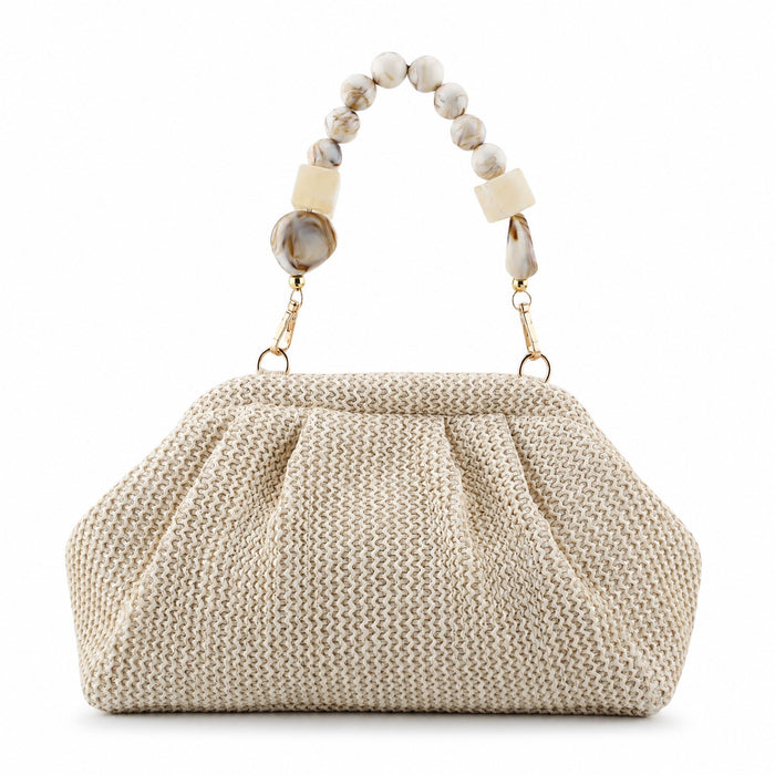 Olbia - Straw Clutch, front view on white background