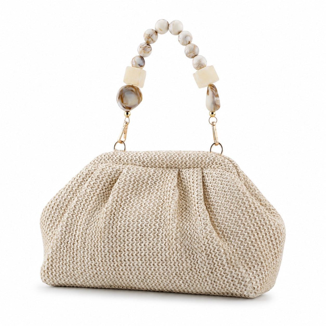 Olbia - Straw Clutch, three-quarter front view