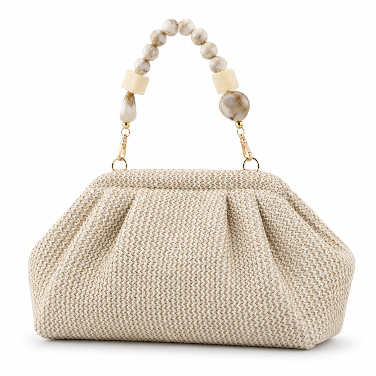 Olbia - Straw Clutch, three-quarter back view