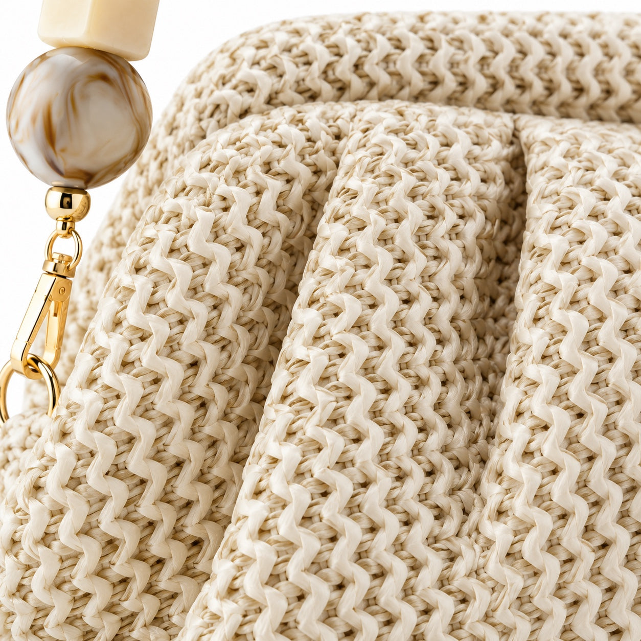 Olbia - Straw Clutch, close-up material detail