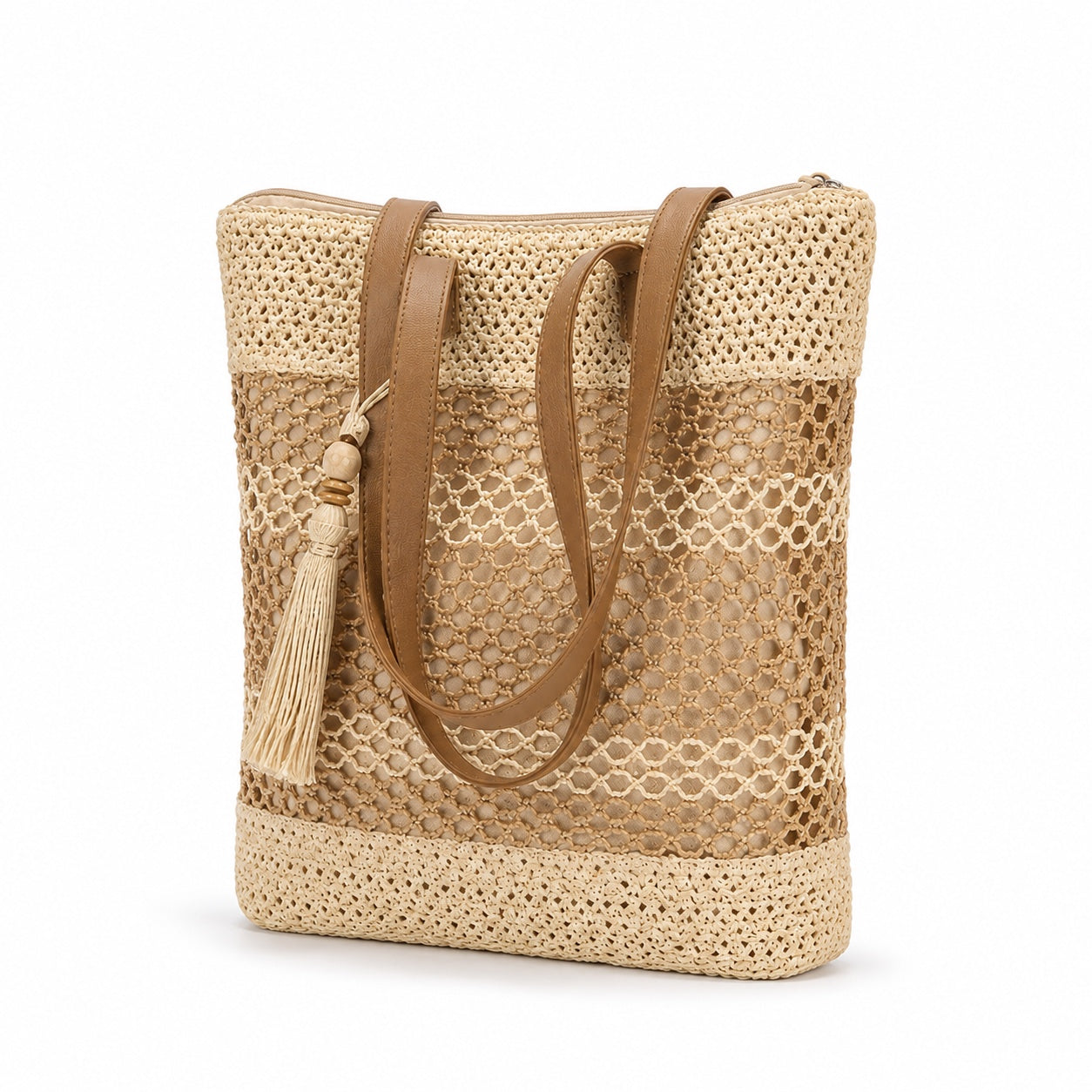 Oludeniz - Rattan Crossbody Bag, three-quarter front view