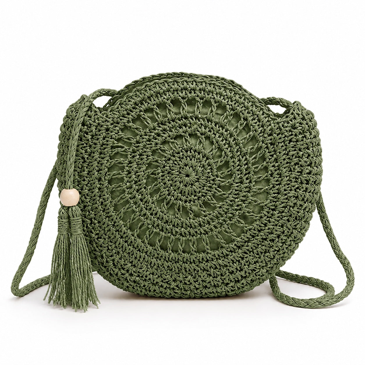 Opatija - Rattan Crossbody Bag in khaki, front view