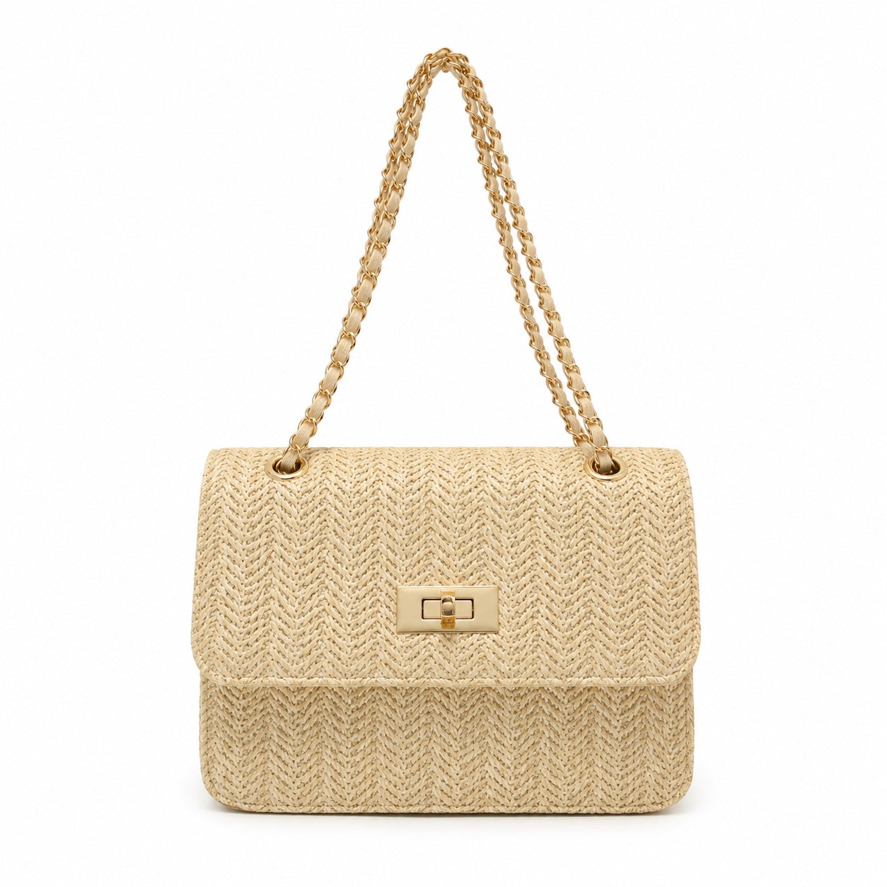 Ospedaletti - Rattan Crossbody Bag, front view on white background