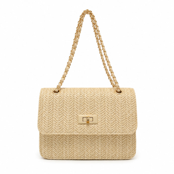 Ospedaletti - Rattan Crossbody Bag, front view on white background