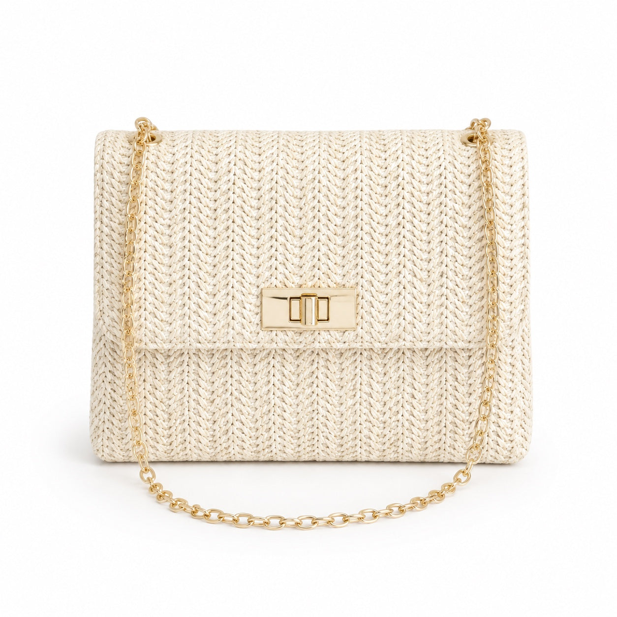 Ospedaletti - Rattan Crossbody Bag in white, front view
