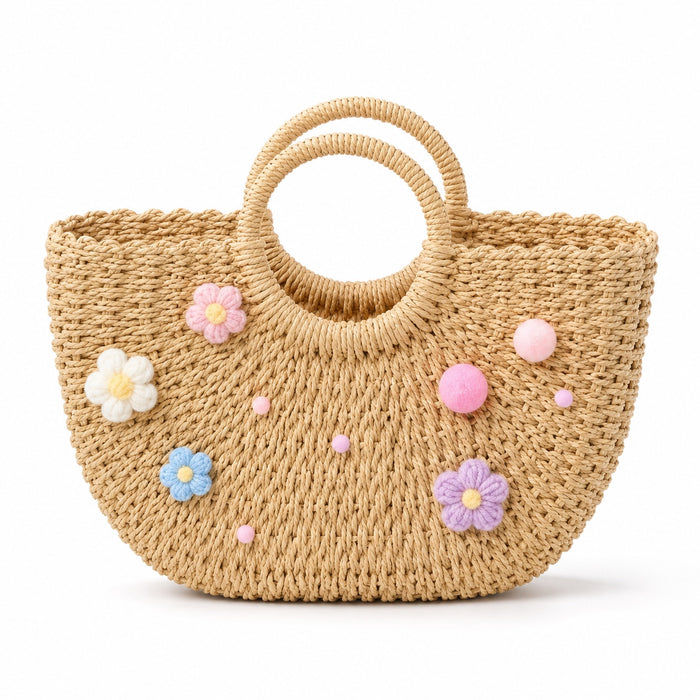 Ostuni - Straw Beach Tote, front view on white background