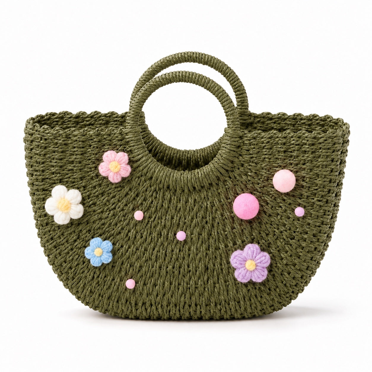 Ostuni - Straw Beach Tote in Khaki / S, front view