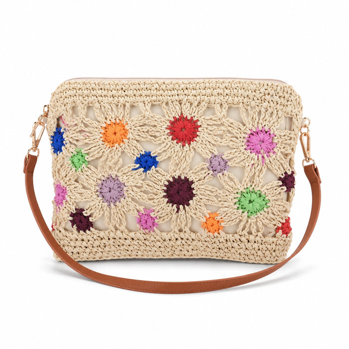 Otranto - Straw Crossbody Bag, front view on white background