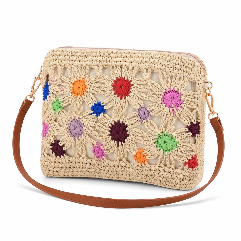 Otranto - Straw Crossbody Bag, three-quarter front view