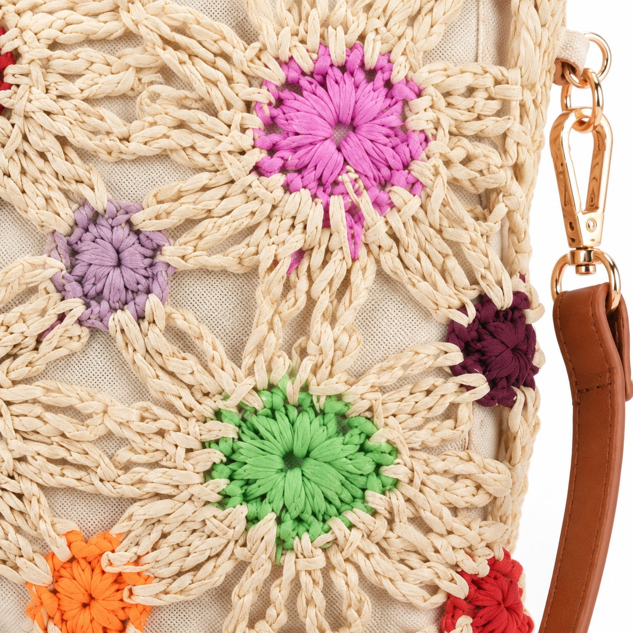 Otranto - Straw Crossbody Bag, close-up material detail