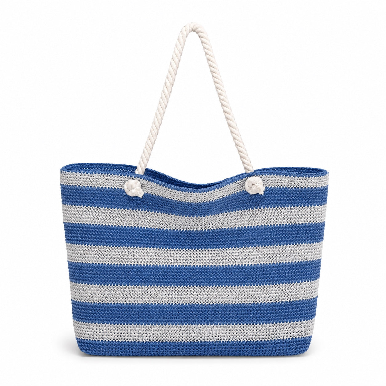 Palau - Straw Beach Tote in blue, front view