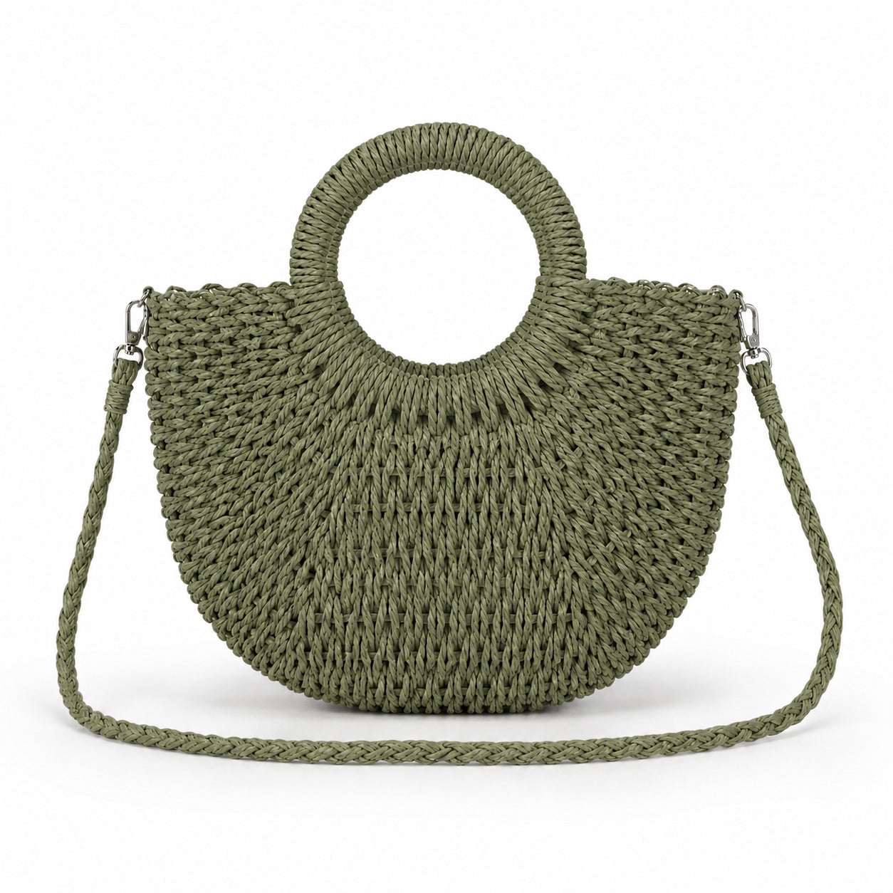 Palinuro - Straw Beach Tote in Khaki no strap L, front view