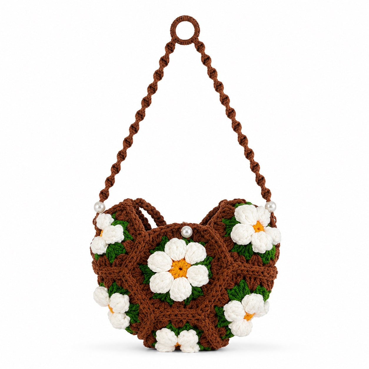 Panarea - Straw Crossbody Bag in Brown, front view