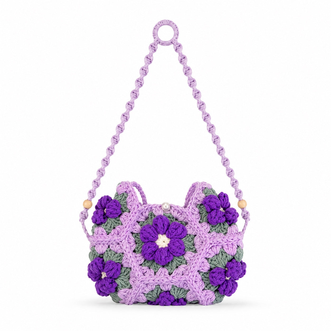Panarea - Straw Crossbody Bag in Purple, front view