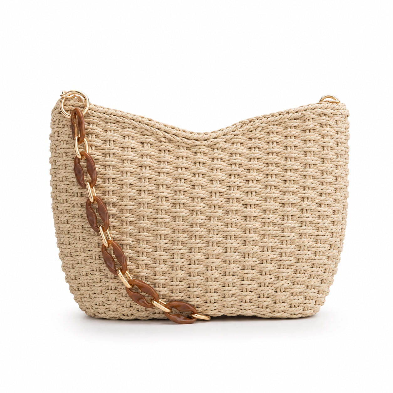 Paxos - Straw Beach Tote, front view on white background