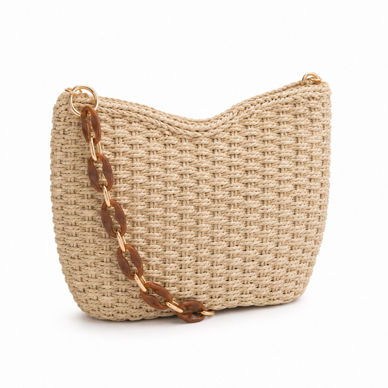 Paxos - Straw Beach Tote, three-quarter front view