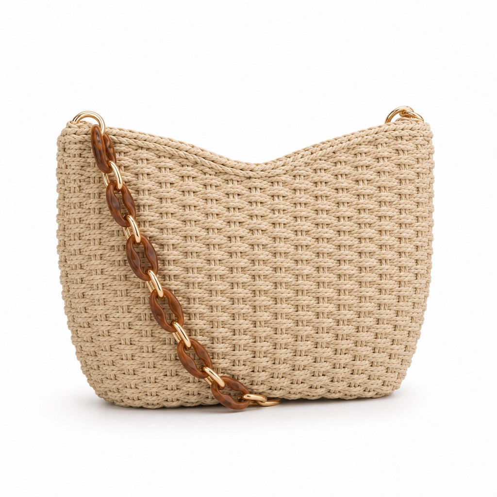 Paxos - Straw Beach Tote, three-quarter back view