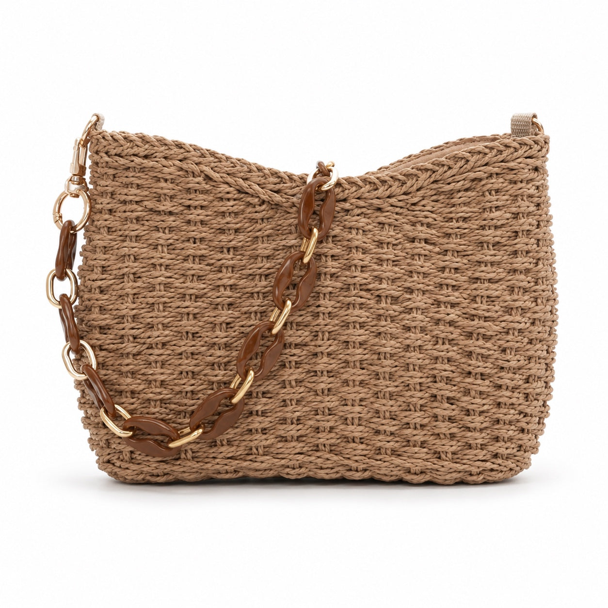 Paxos - Straw Beach Tote in Camel, front view