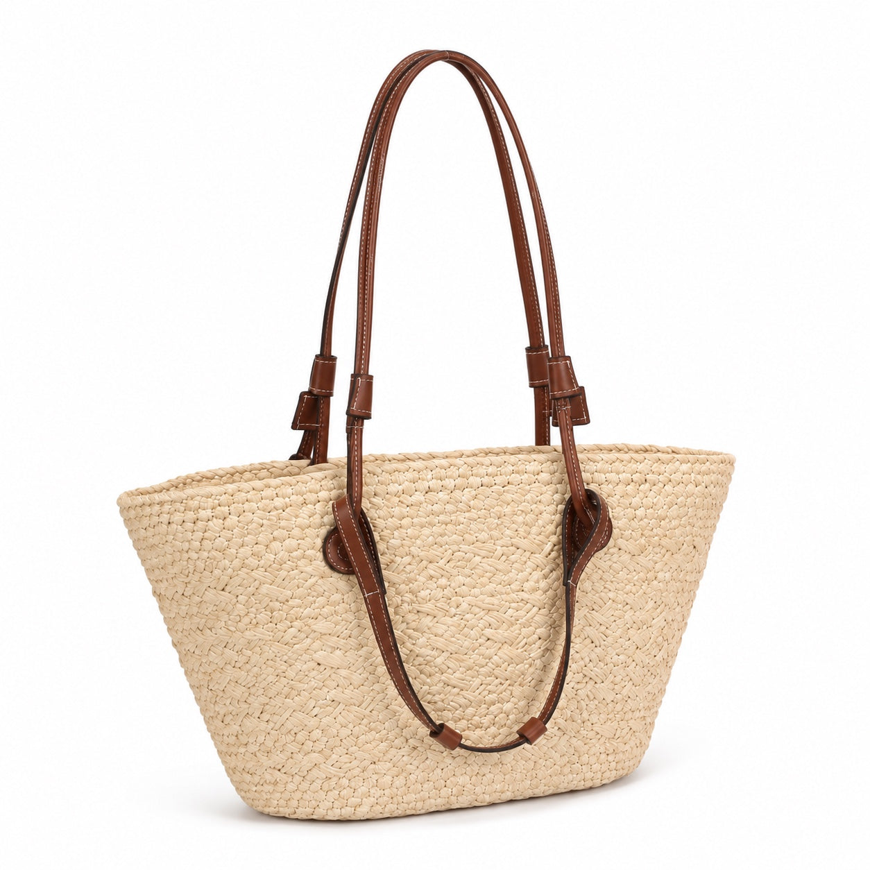 Pizzo - Straw Bucket Bag, three-quarter front view