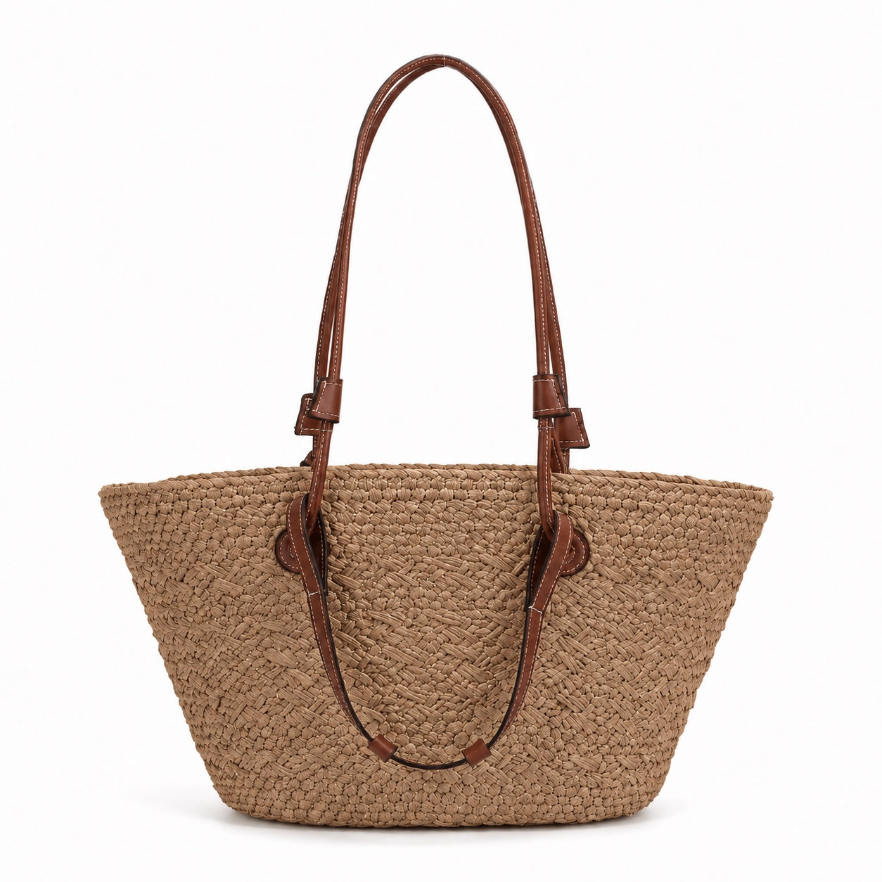 Pizzo - Straw Bucket Bag in Kamika, front view
