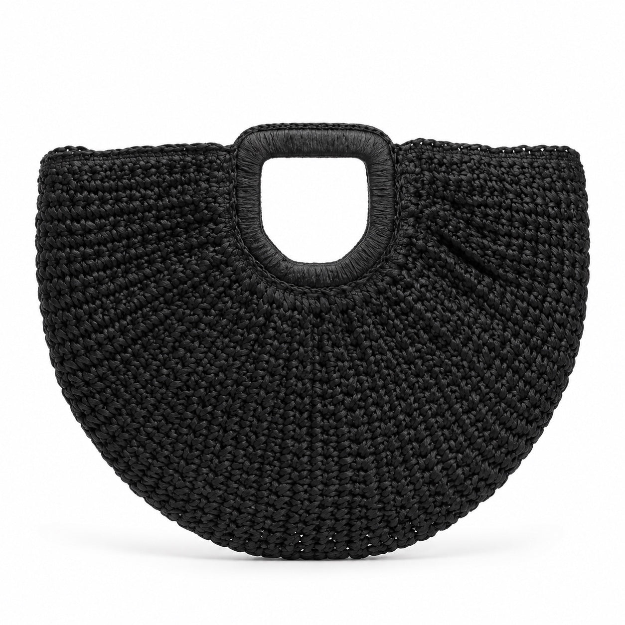 Polignano - Woven Beach Bag in Black, front view