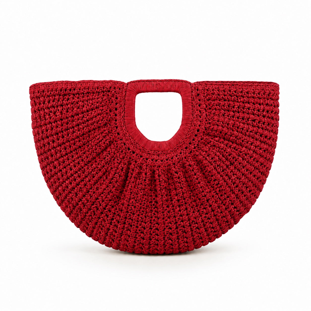Polignano - Woven Beach Bag in RoseRed, front view
