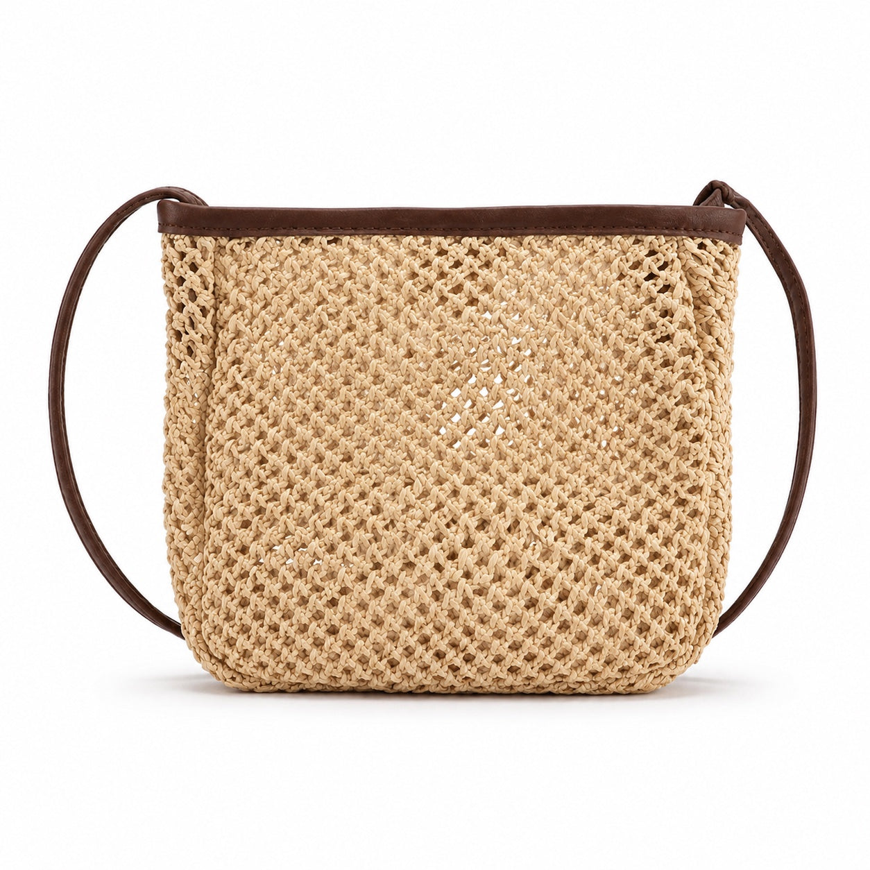 Portinatx - Straw Crossbody Bag in Only Bag, front view on white background