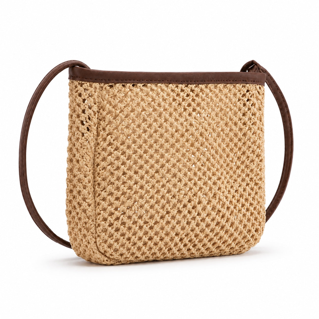 Portinatx - Straw Crossbody Bag in Only Bag, three-quarter front view