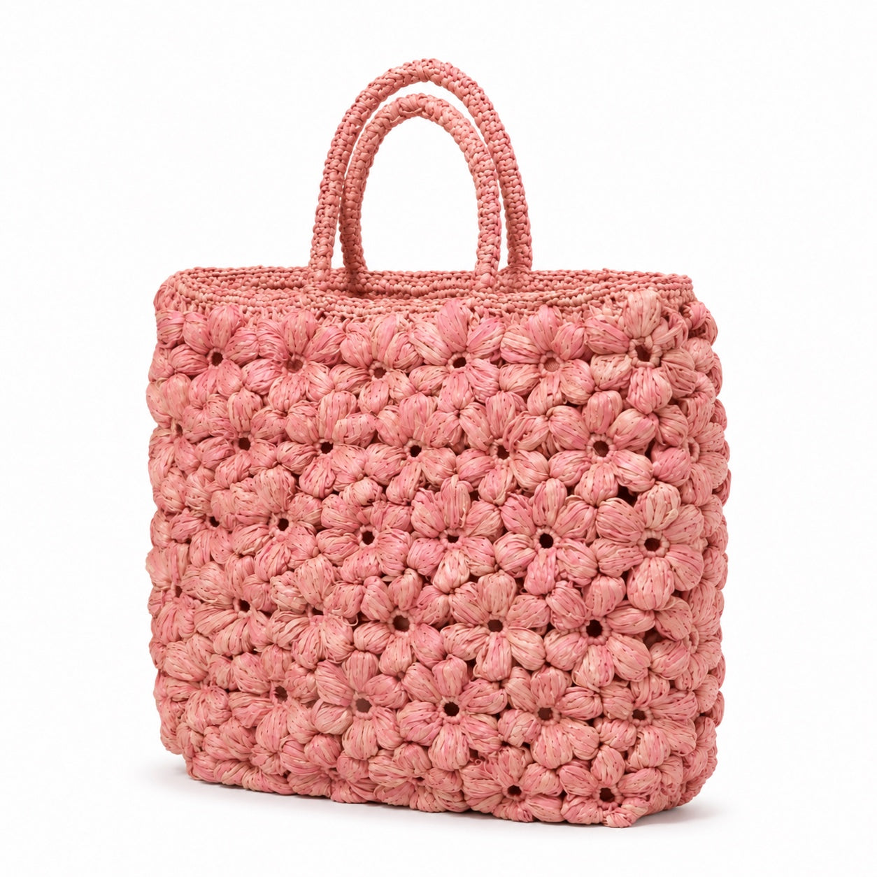 Portofino - Raffia Handbag, three-quarter front view