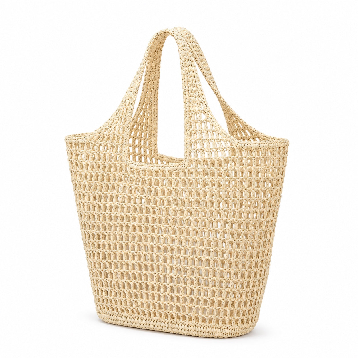 Portovenere - Straw Tote Bag, three-quarter front view