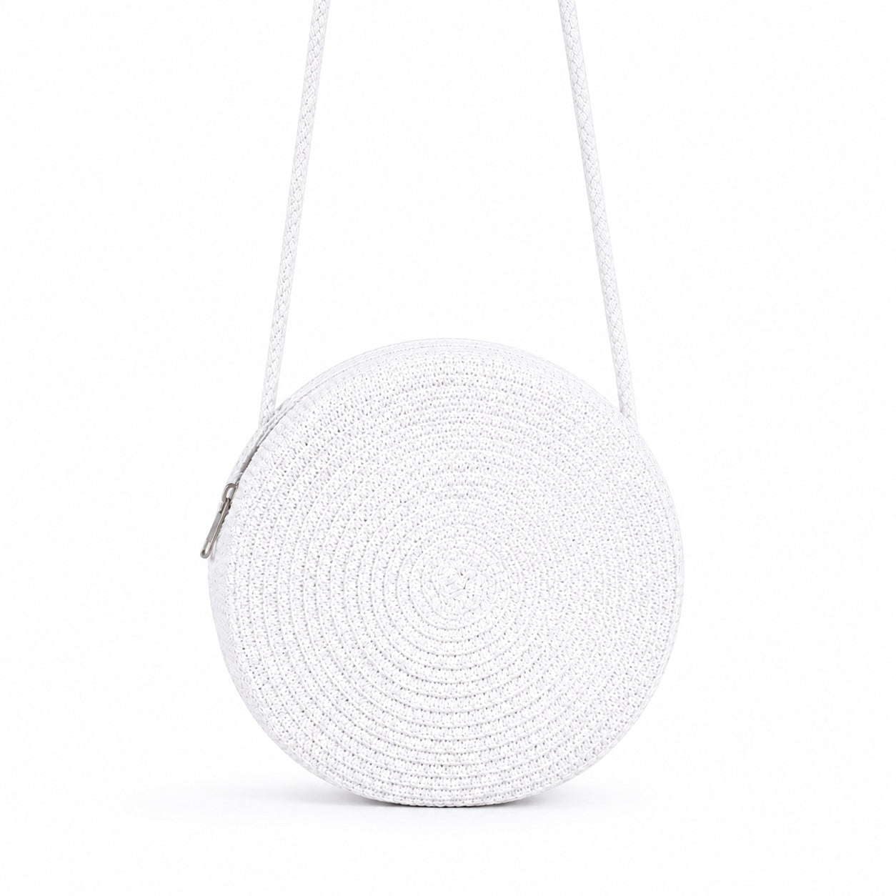 Portovesme - Straw Crossbody Bag in white, front view