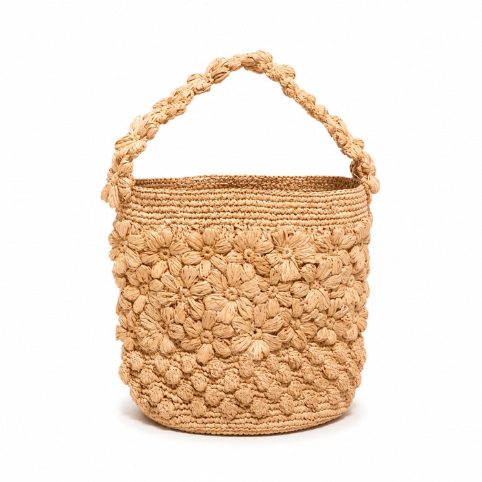 Positano raffia shoulder bag, front view on white background