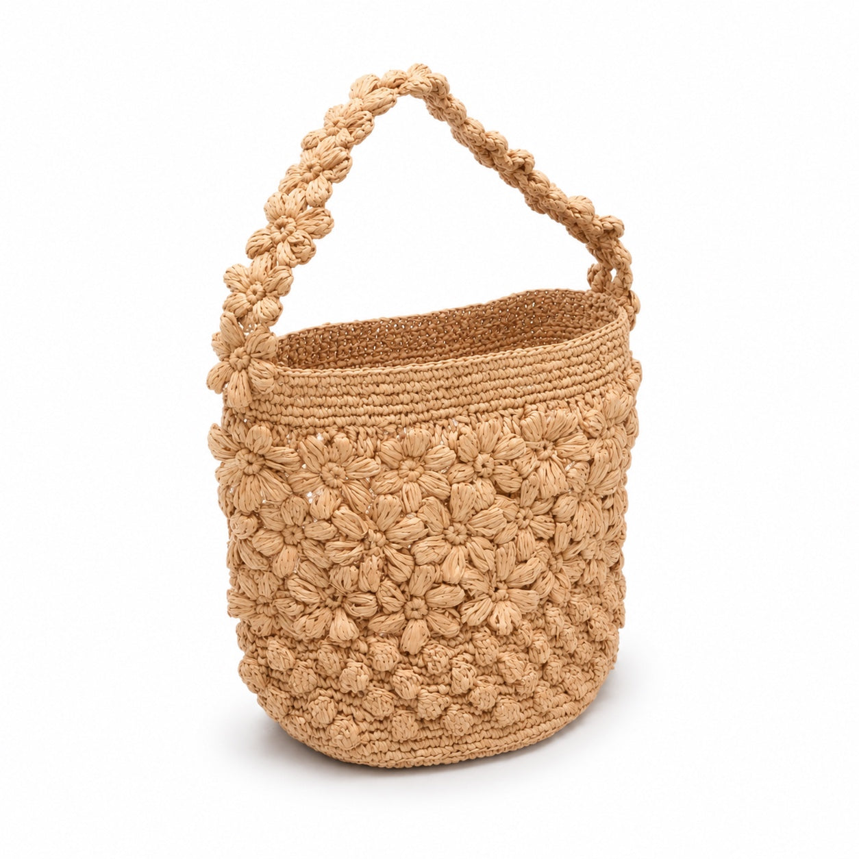 Positano raffia shoulder bag, three-quarter front view