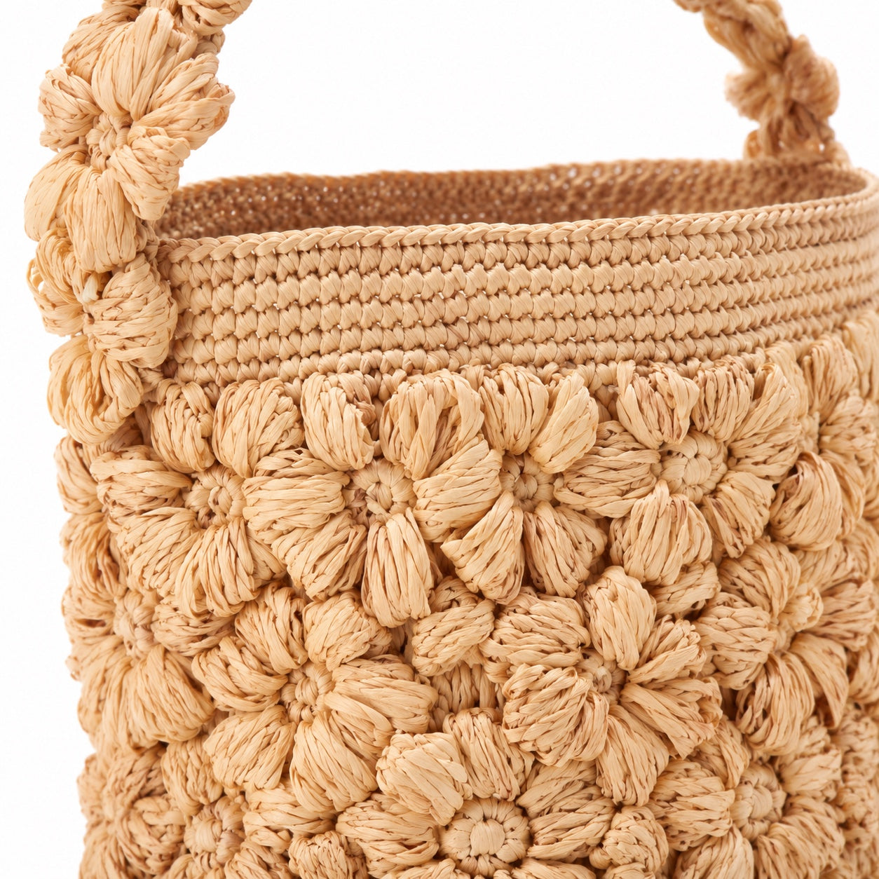 Positano raffia shoulder bag, close-up material detail